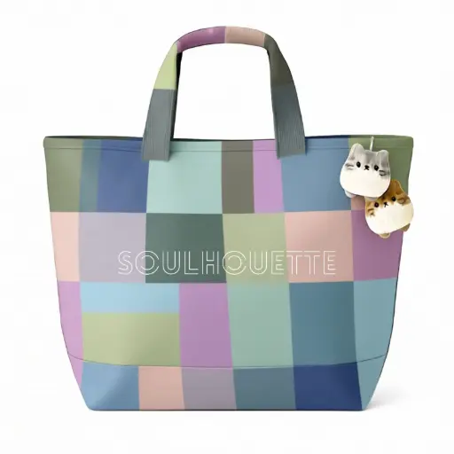 Mosaic Soulhouette Tote Bag - Blue and Purple