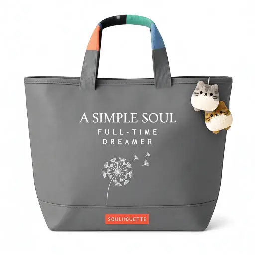 Simple Tote Bag Full Time Dreamer - Beige